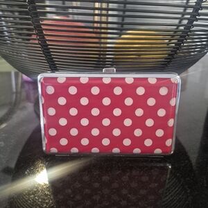 Vintage Red And White Polka Dot Design Card Holder.